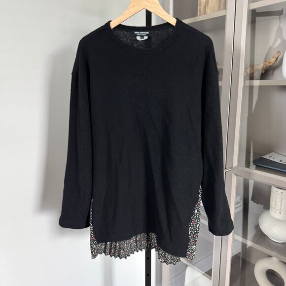 Junya Watanabe Comme Des Garcons Black Floral Sweater S Combination Wool Tunic